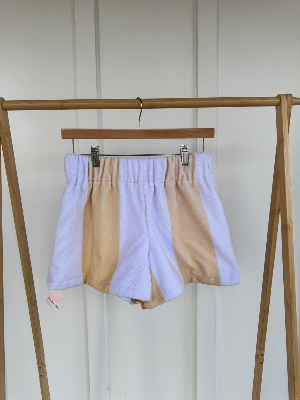 S - Yellow and White Striped Towel Shorts