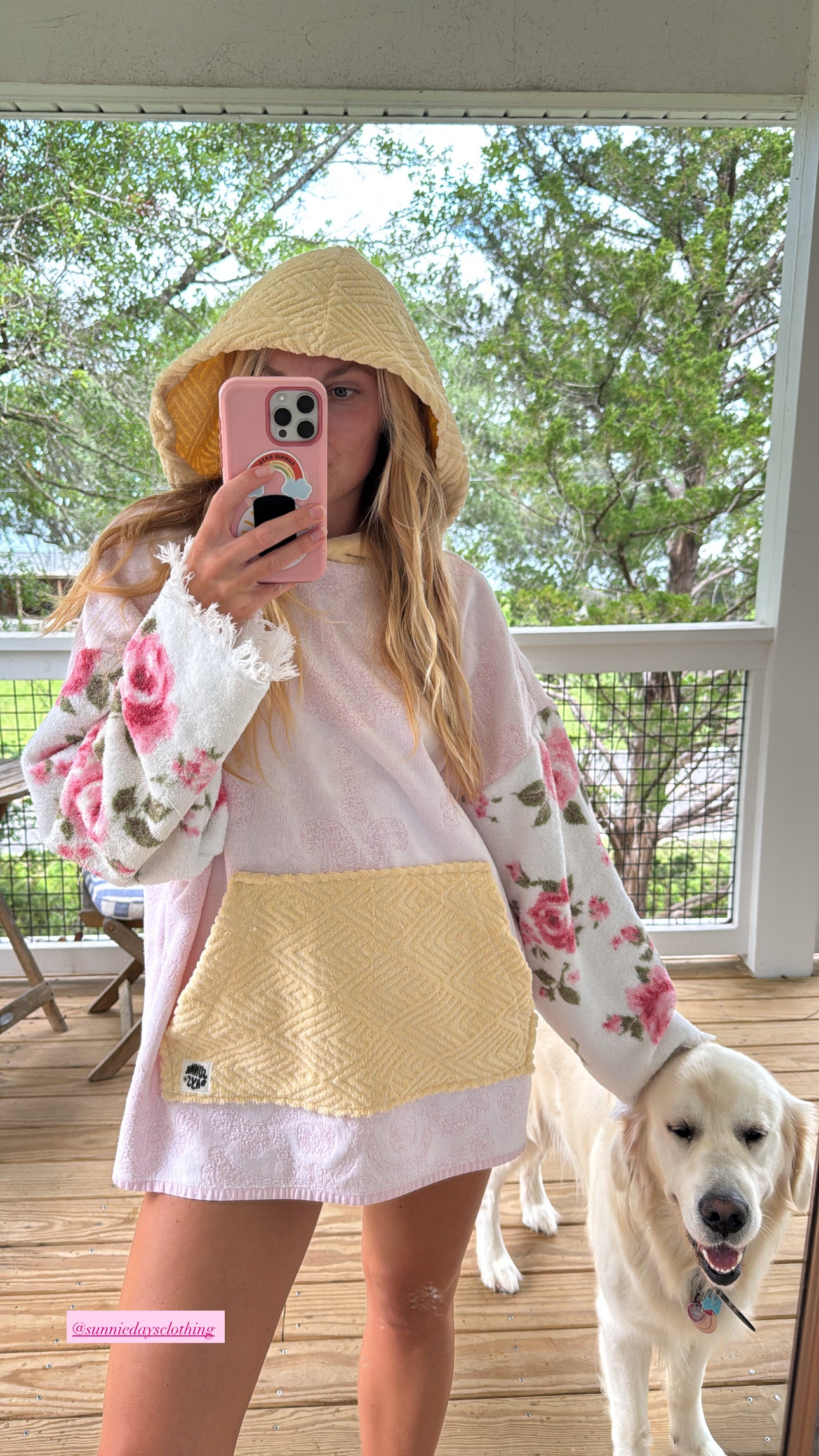 Vintage Pink and Yellow Towel Hoodie