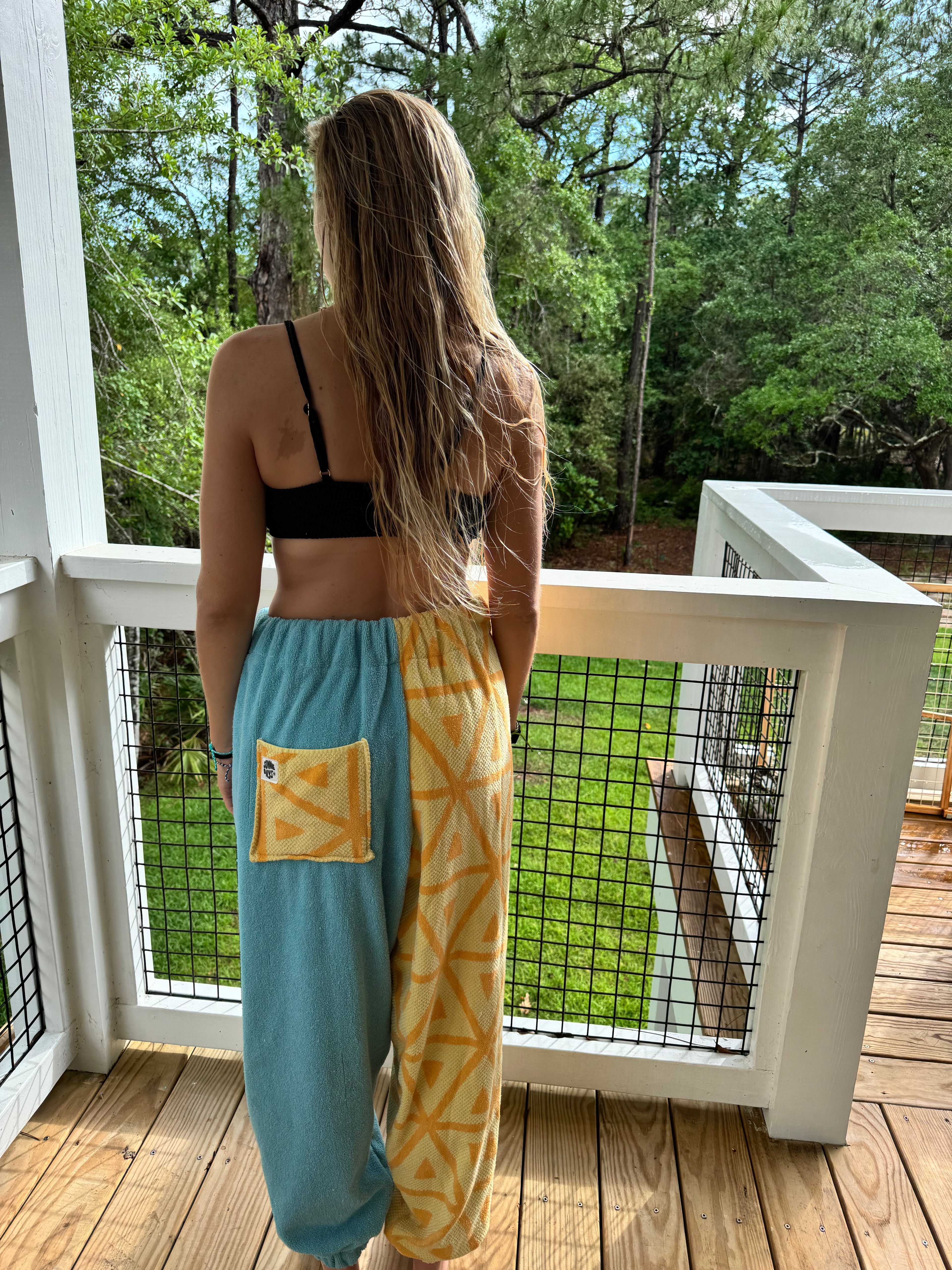 Blue and Yellow Towel Pants