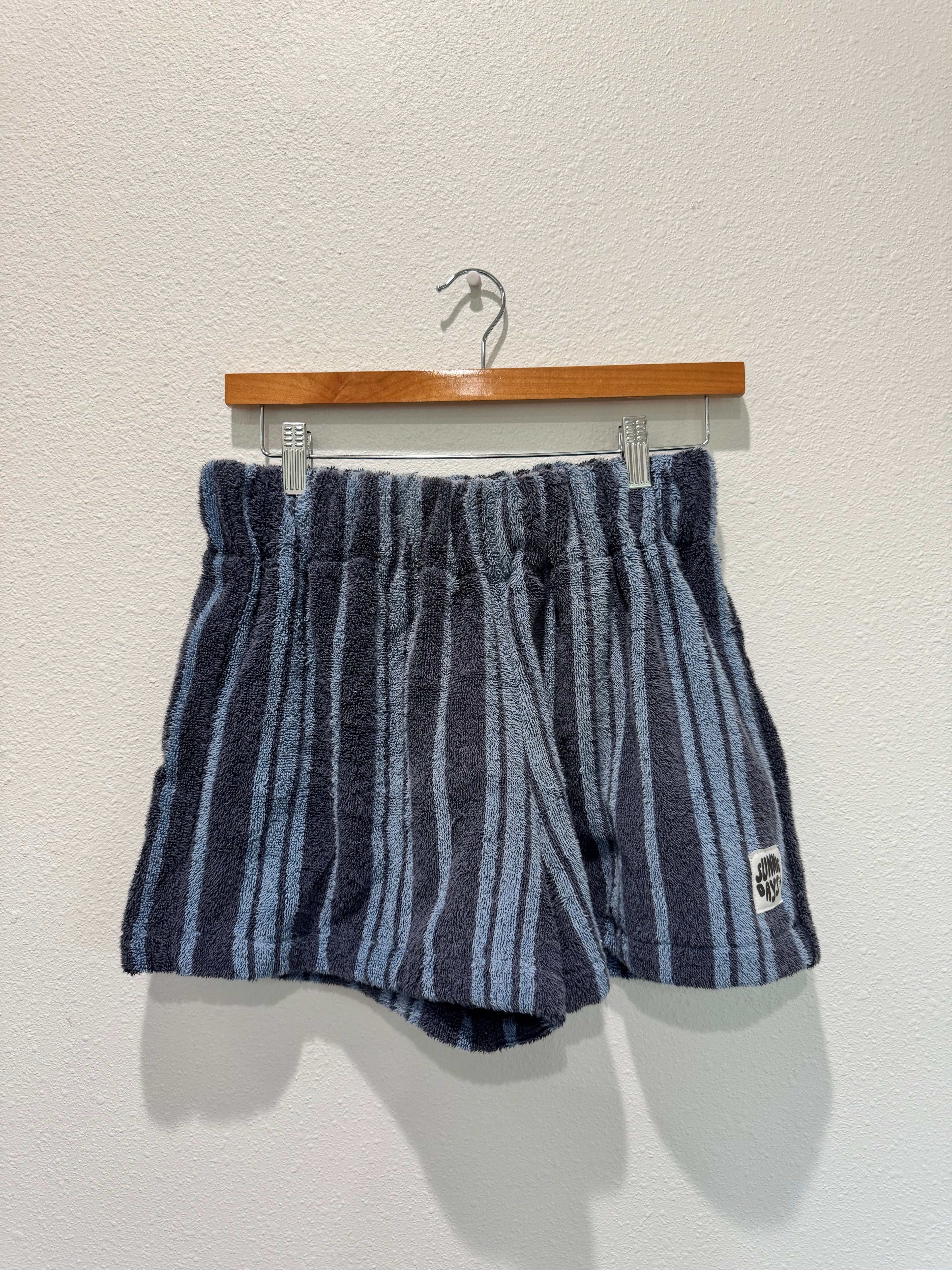 Blue Striped Towel Shorts