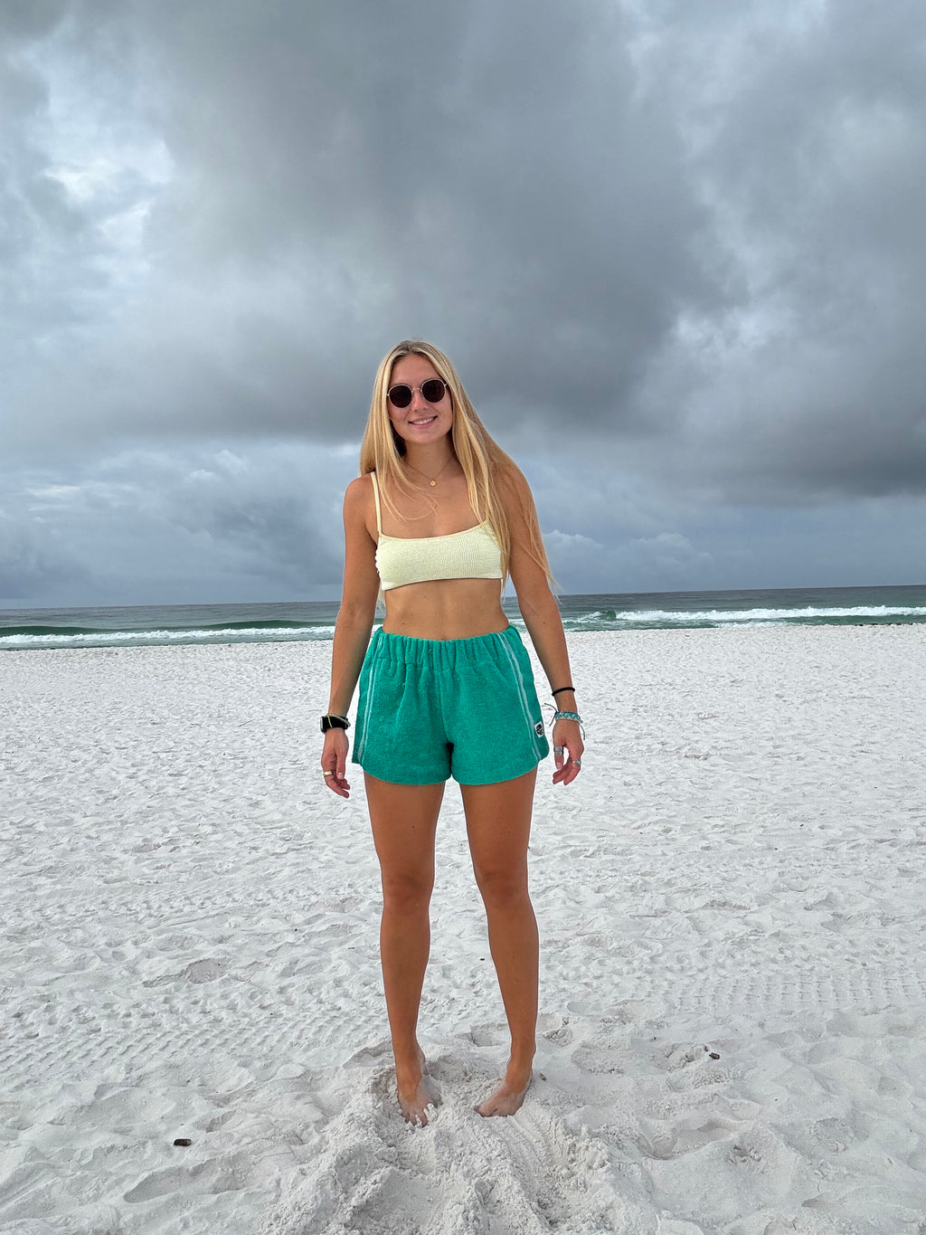 Emerald Green Towel Shorts - S/M