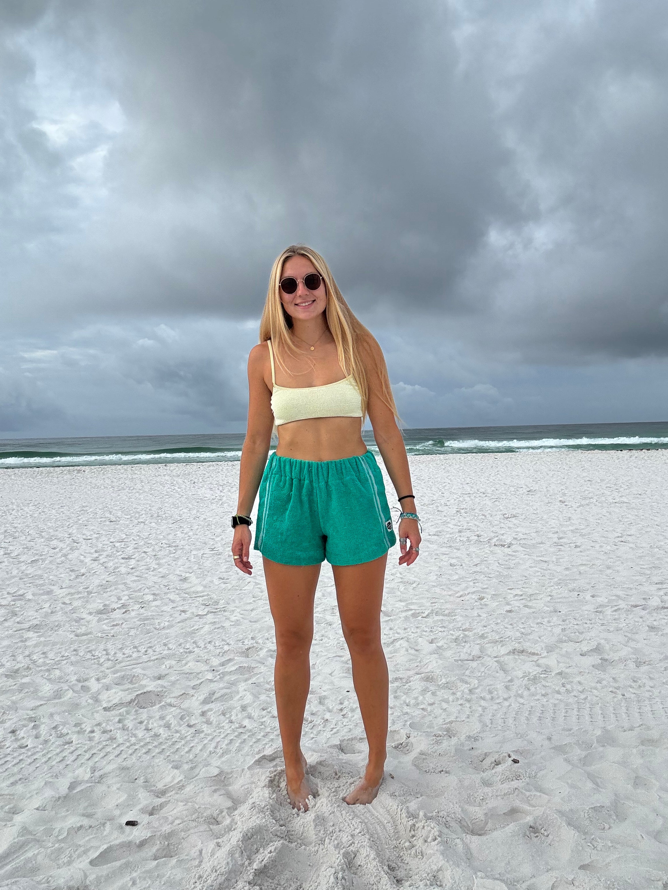 Emerald Green Towel Shorts - S/M