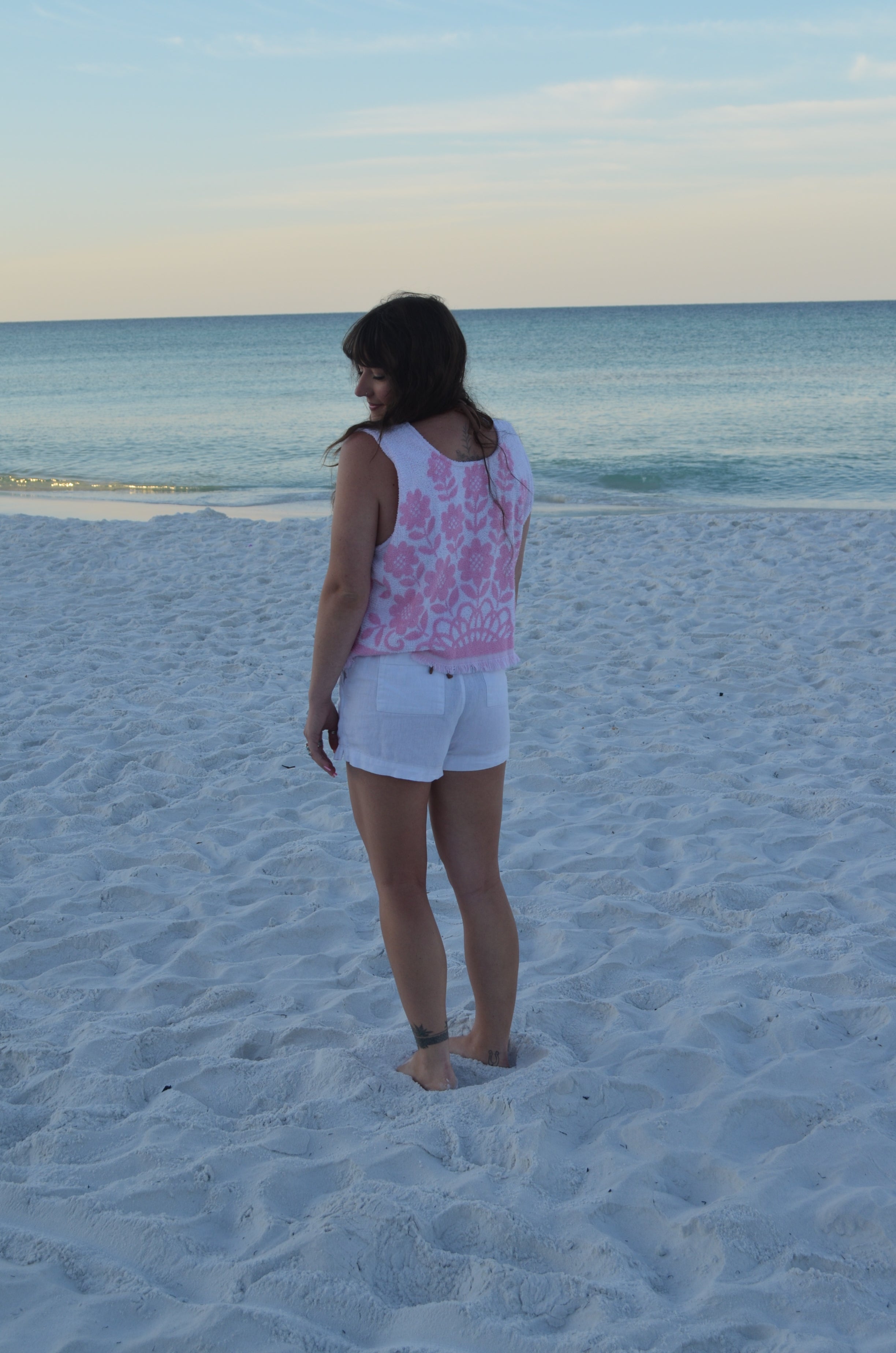 Pink Floral Towel Tank Top