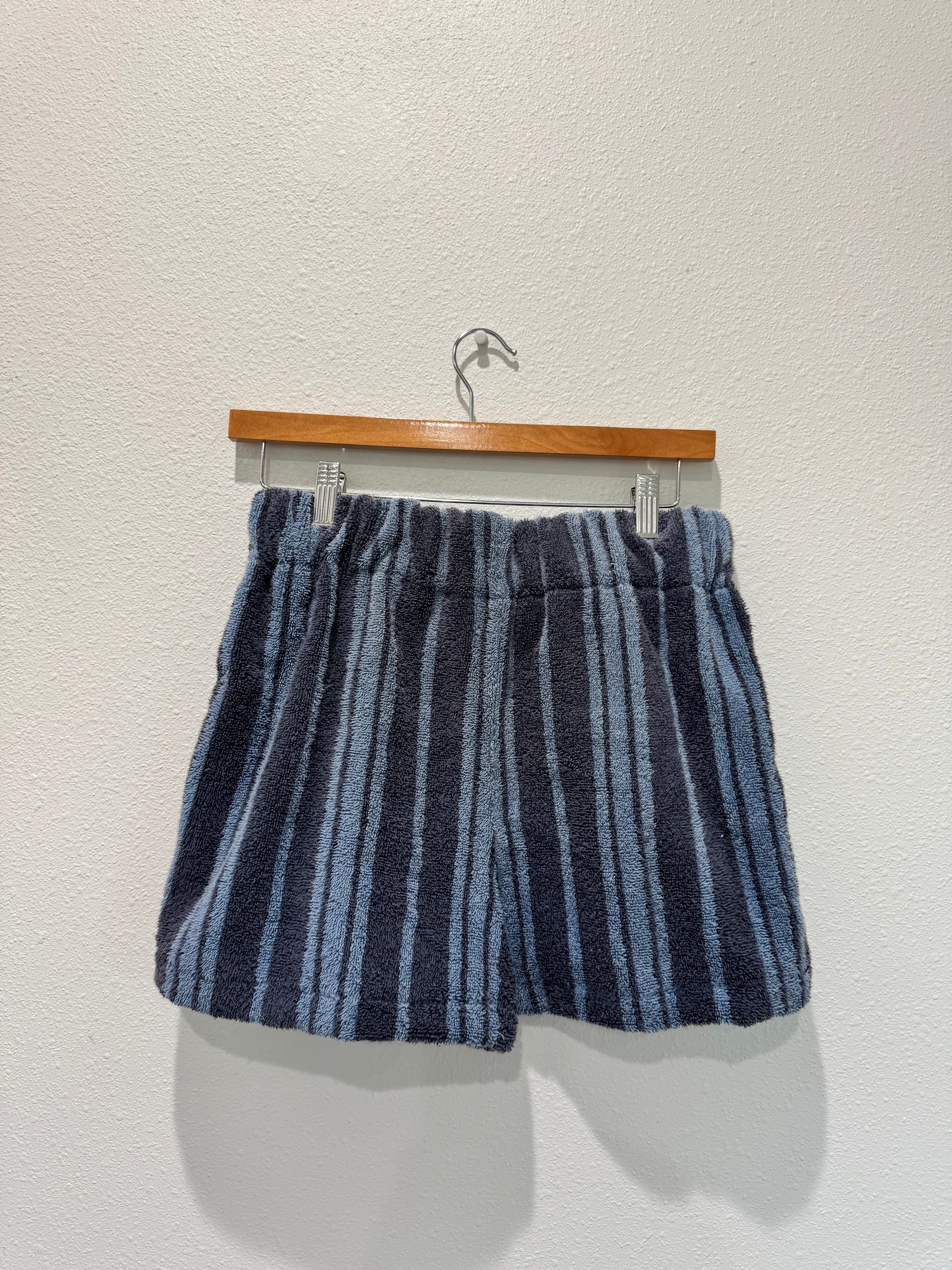 Blue Striped Towel Shorts