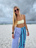Purple & Blue Striped Towel Pants