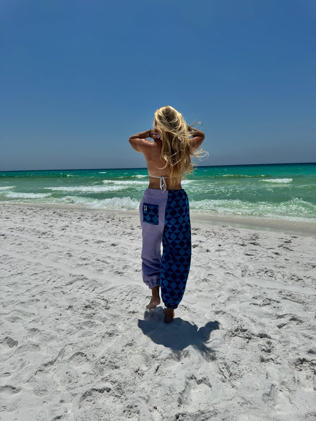 Blue and Purple Vintage Towel Pants