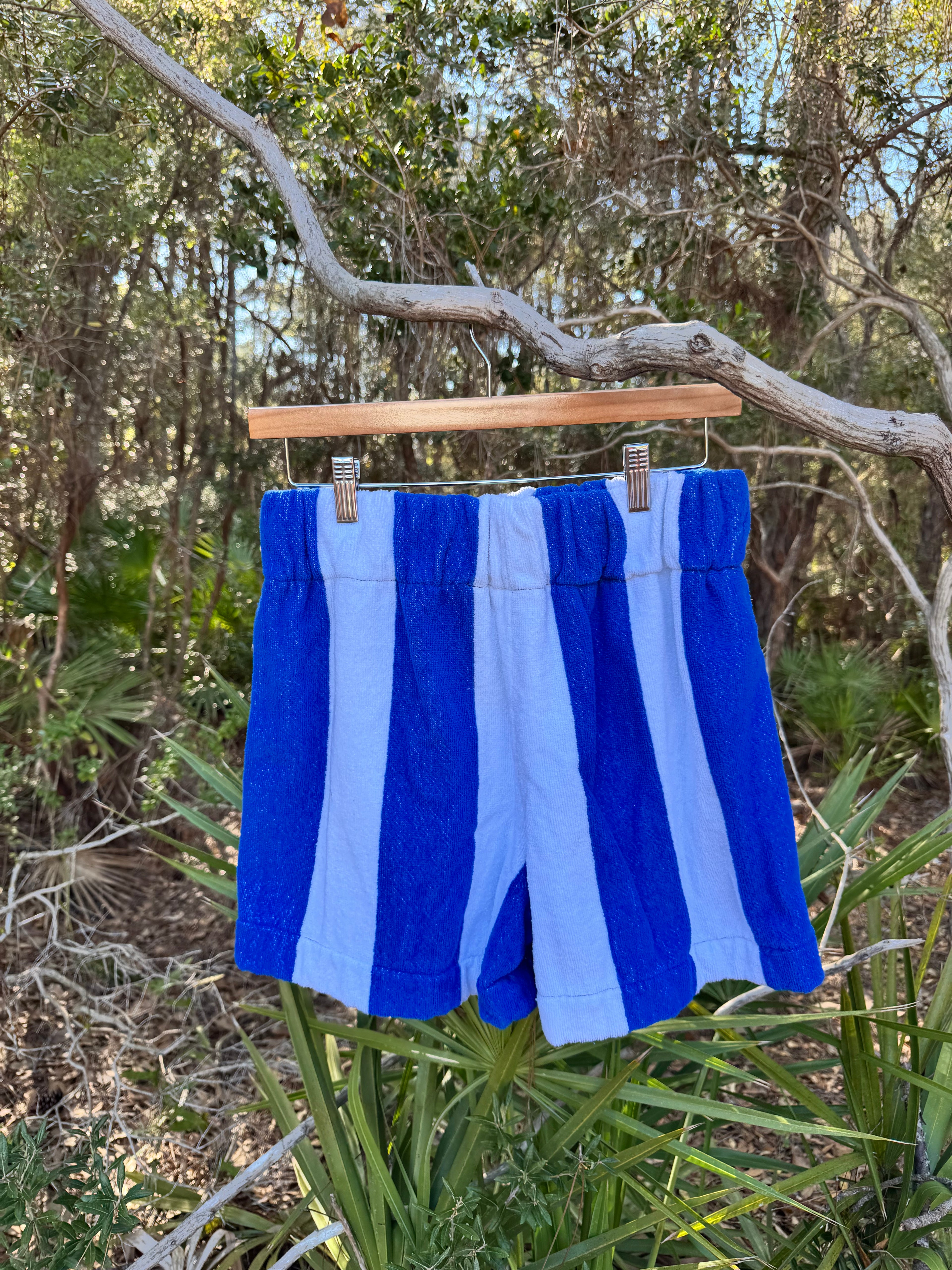 Blue and White Striped Shorts