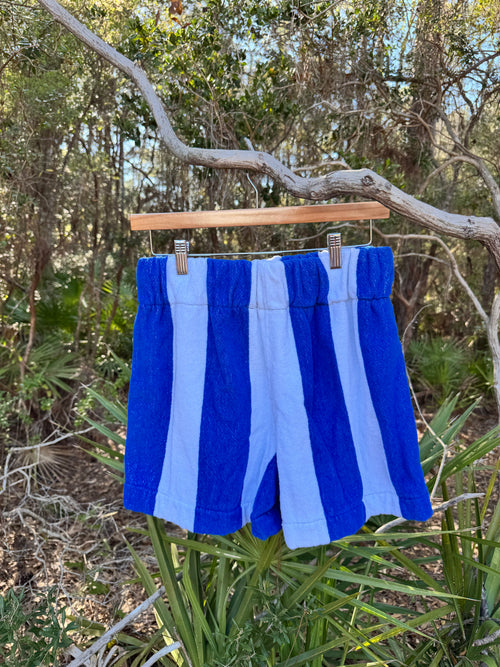 Blue and White Striped Shorts