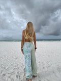 Pastel Green Palm Tree Towel Pants