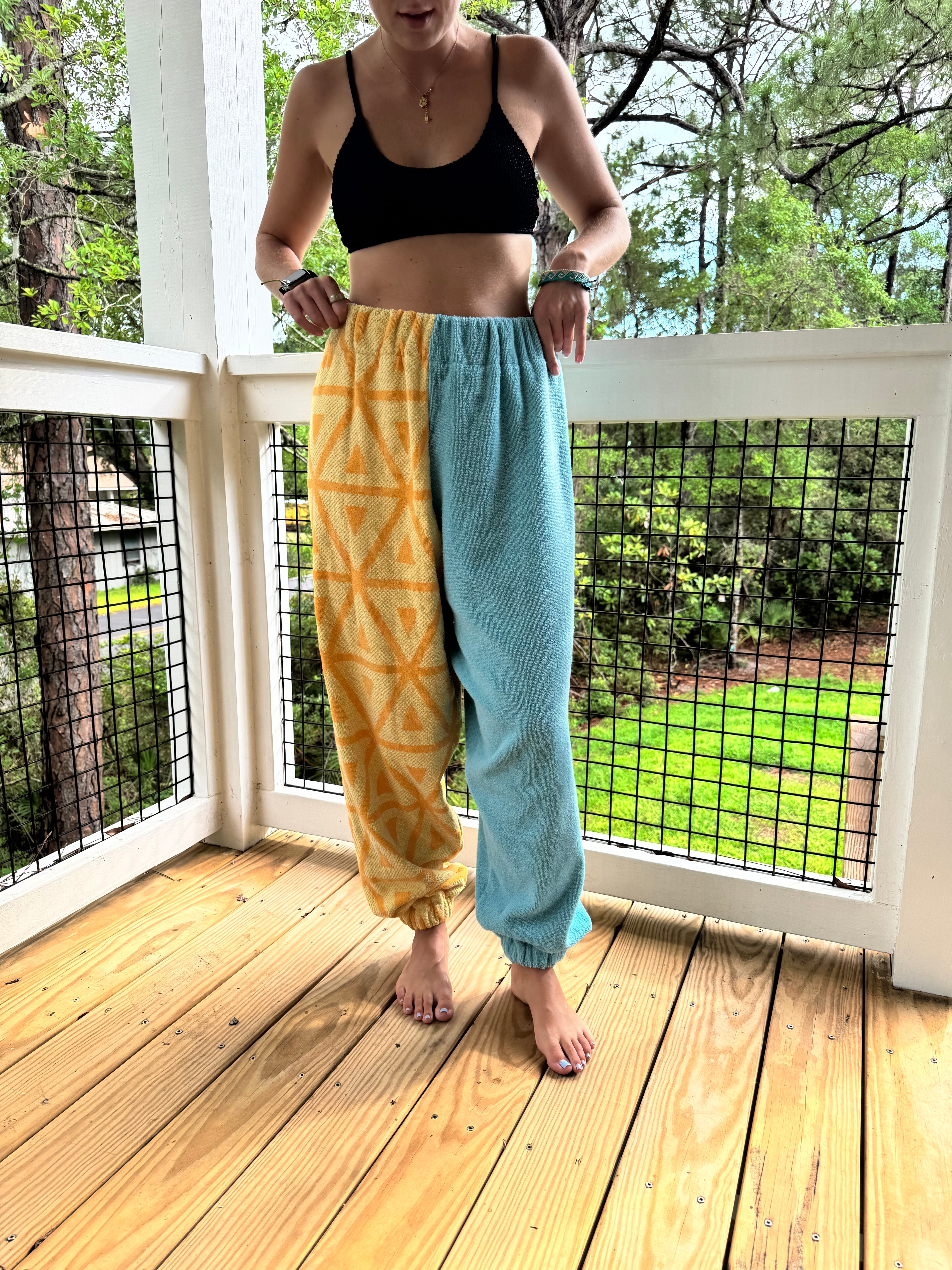 Blue and Yellow Towel Pants
