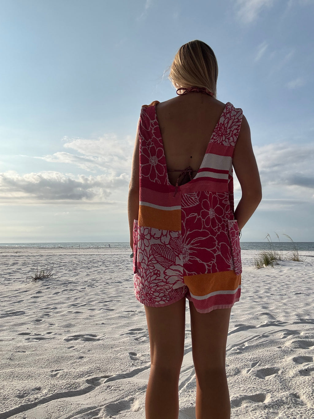 Pink Floral Towel Romper