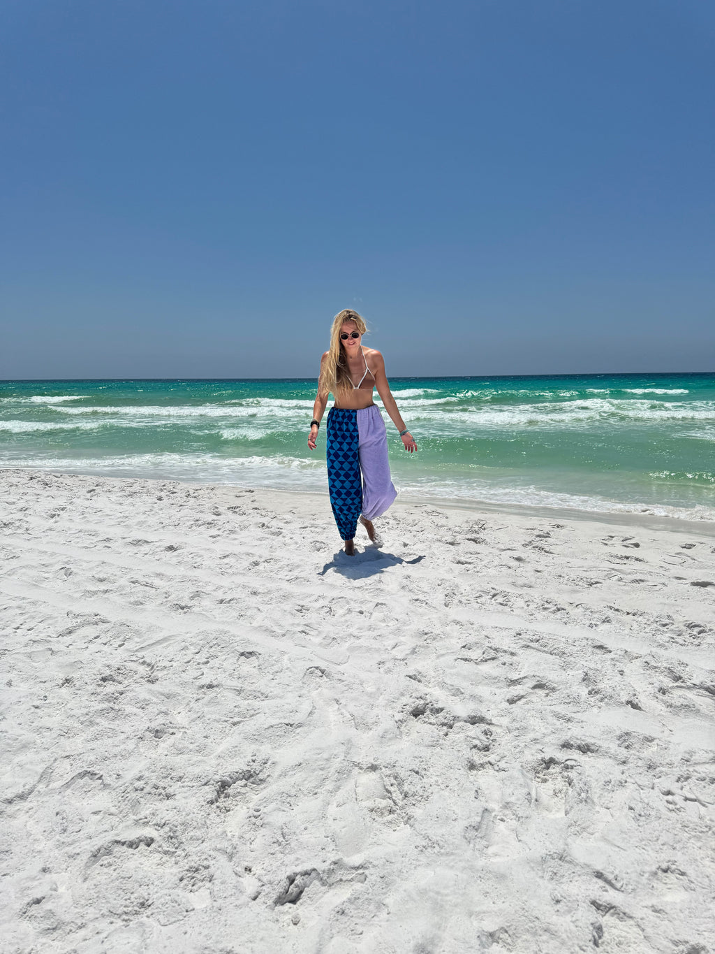 Blue and Purple Vintage Towel Pants