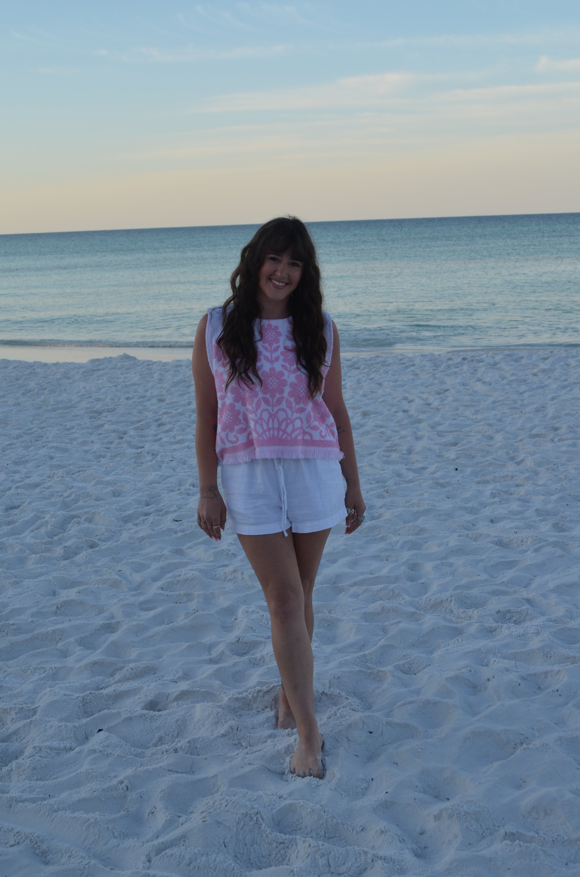 Pink Floral Towel Tank Top