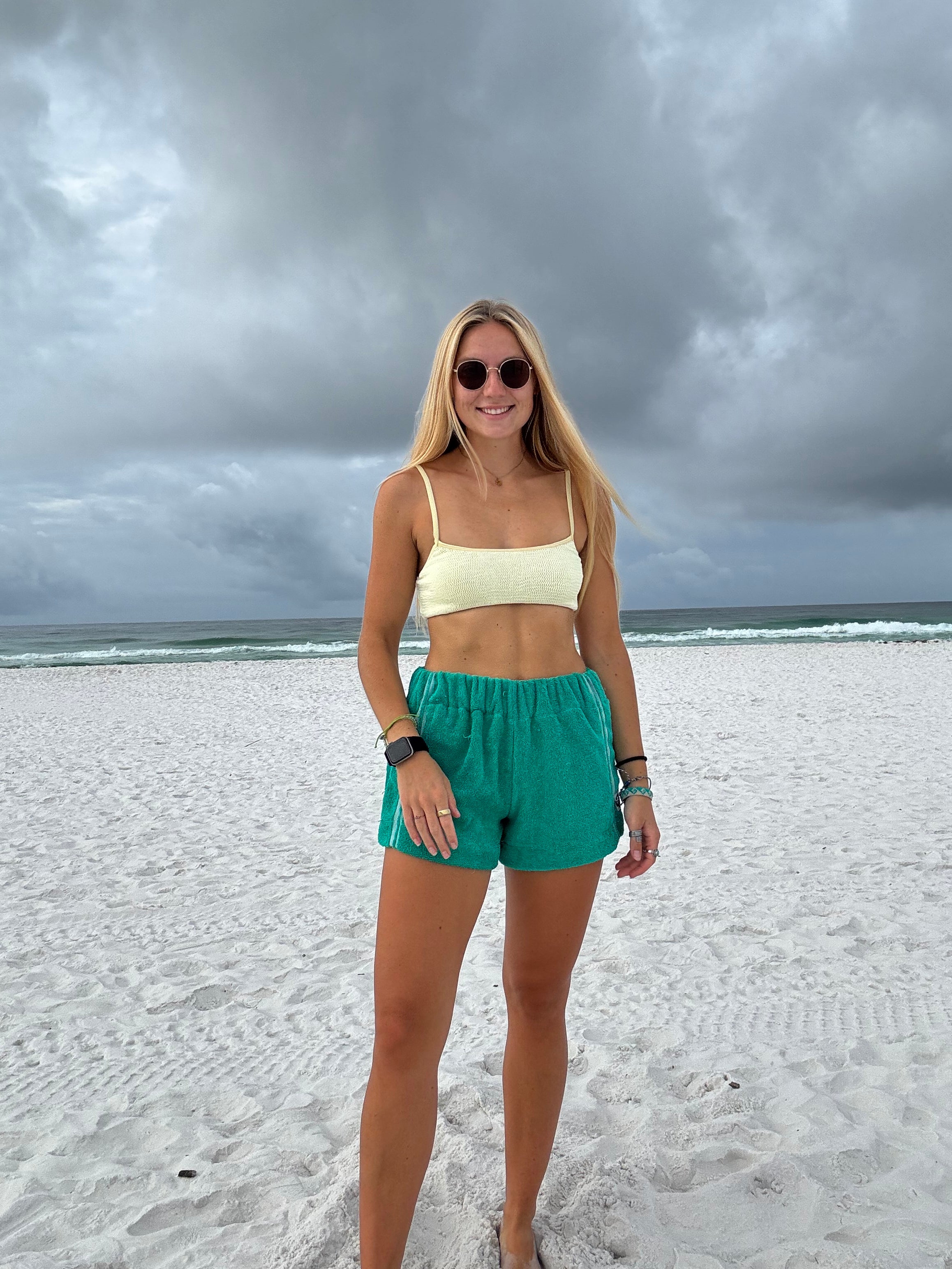 Emerald Green Towel Shorts - S/M