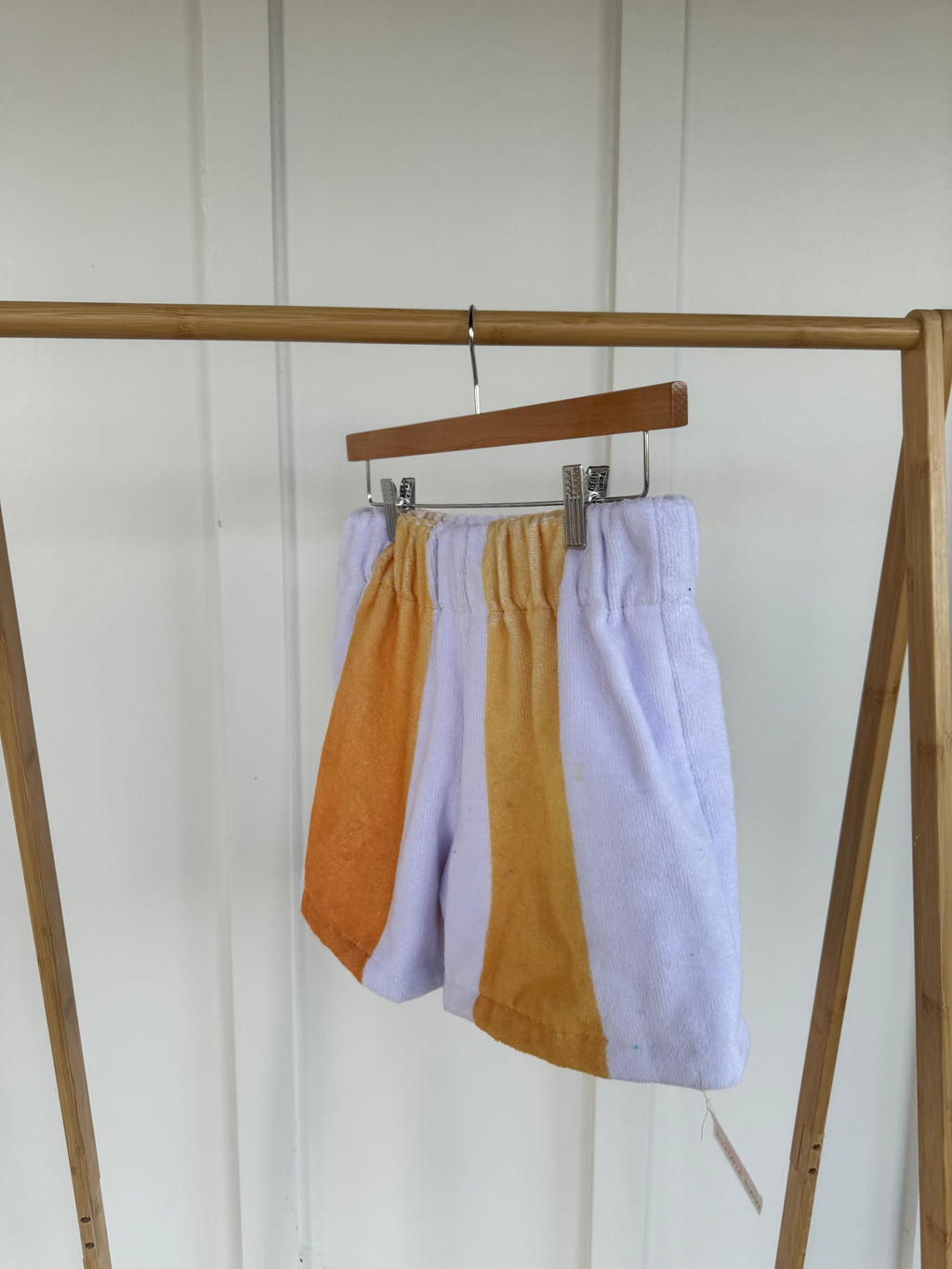 S - Yellow and White Striped Towel Shorts