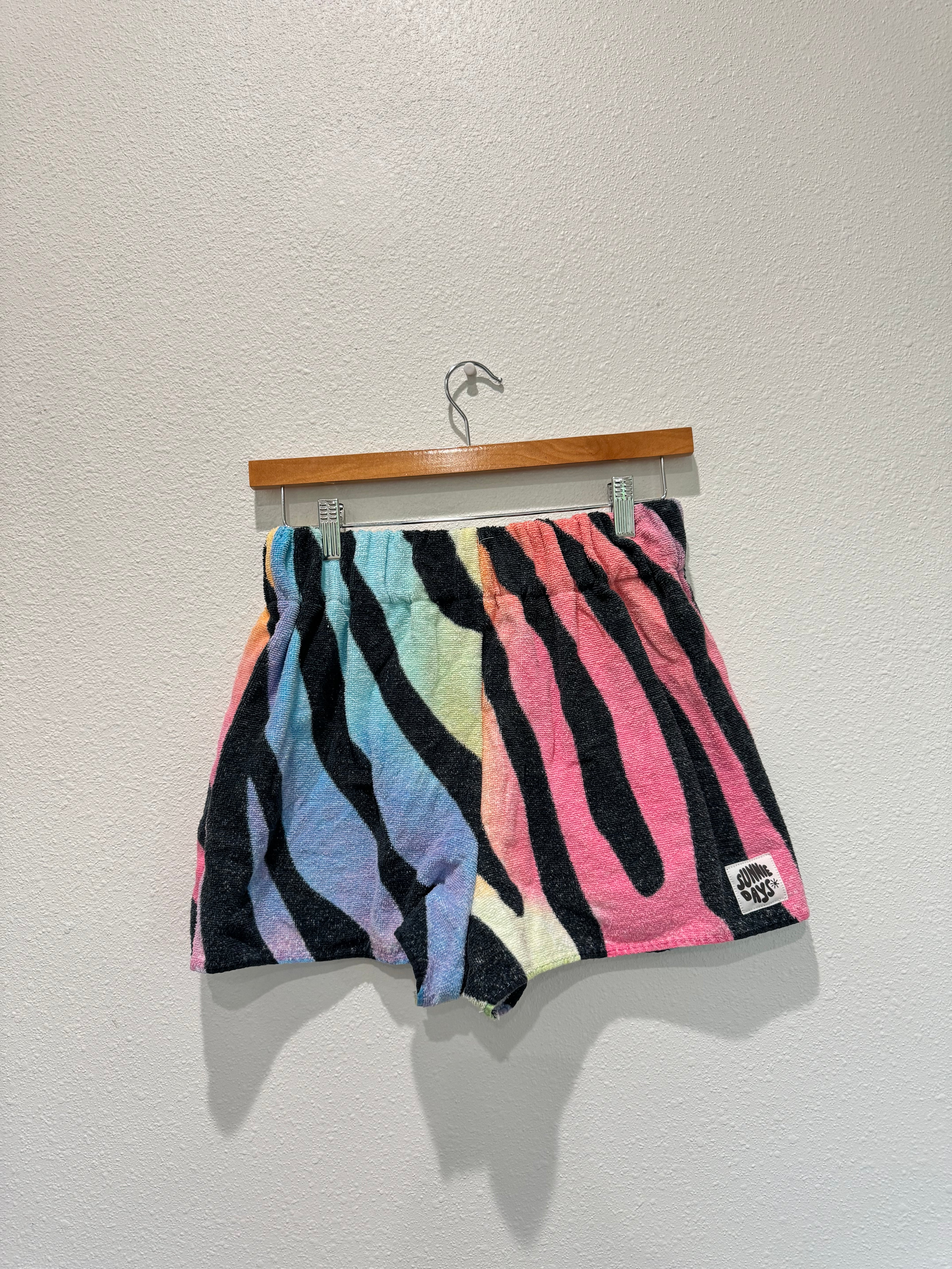 Rainbow Zebra Towel Shorts