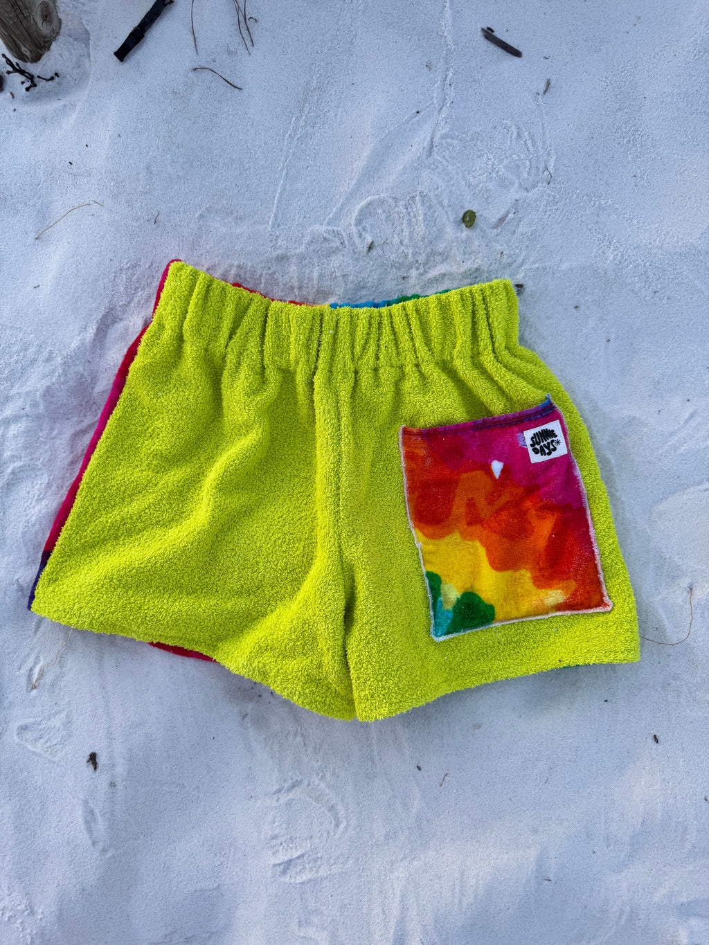 Tye dye and Lime Towel Shorts