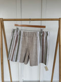 L - Green and Tan Striped Towel Shorts
