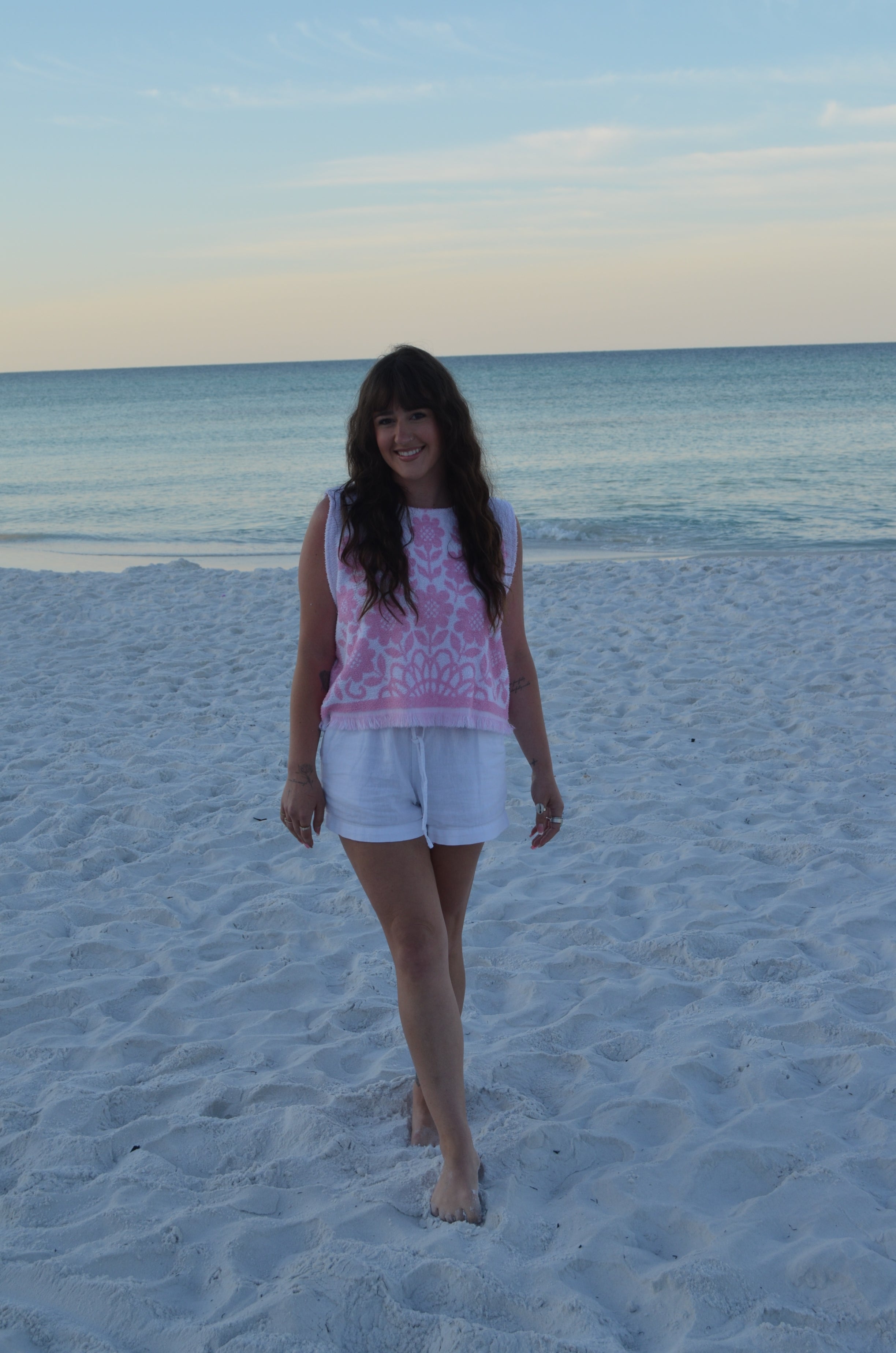 Pink Floral Towel Tank Top