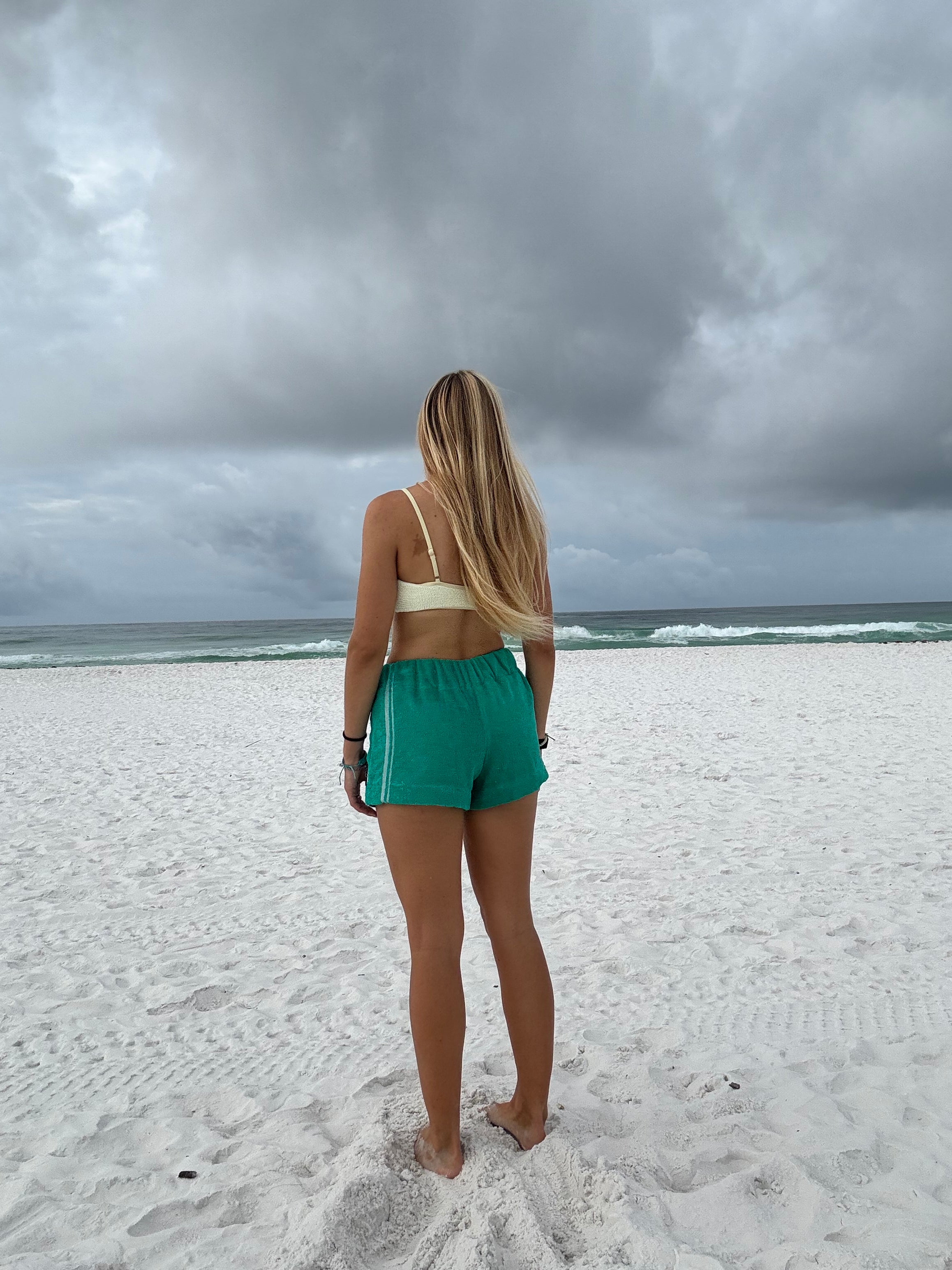 Emerald Green Towel Shorts - S/M