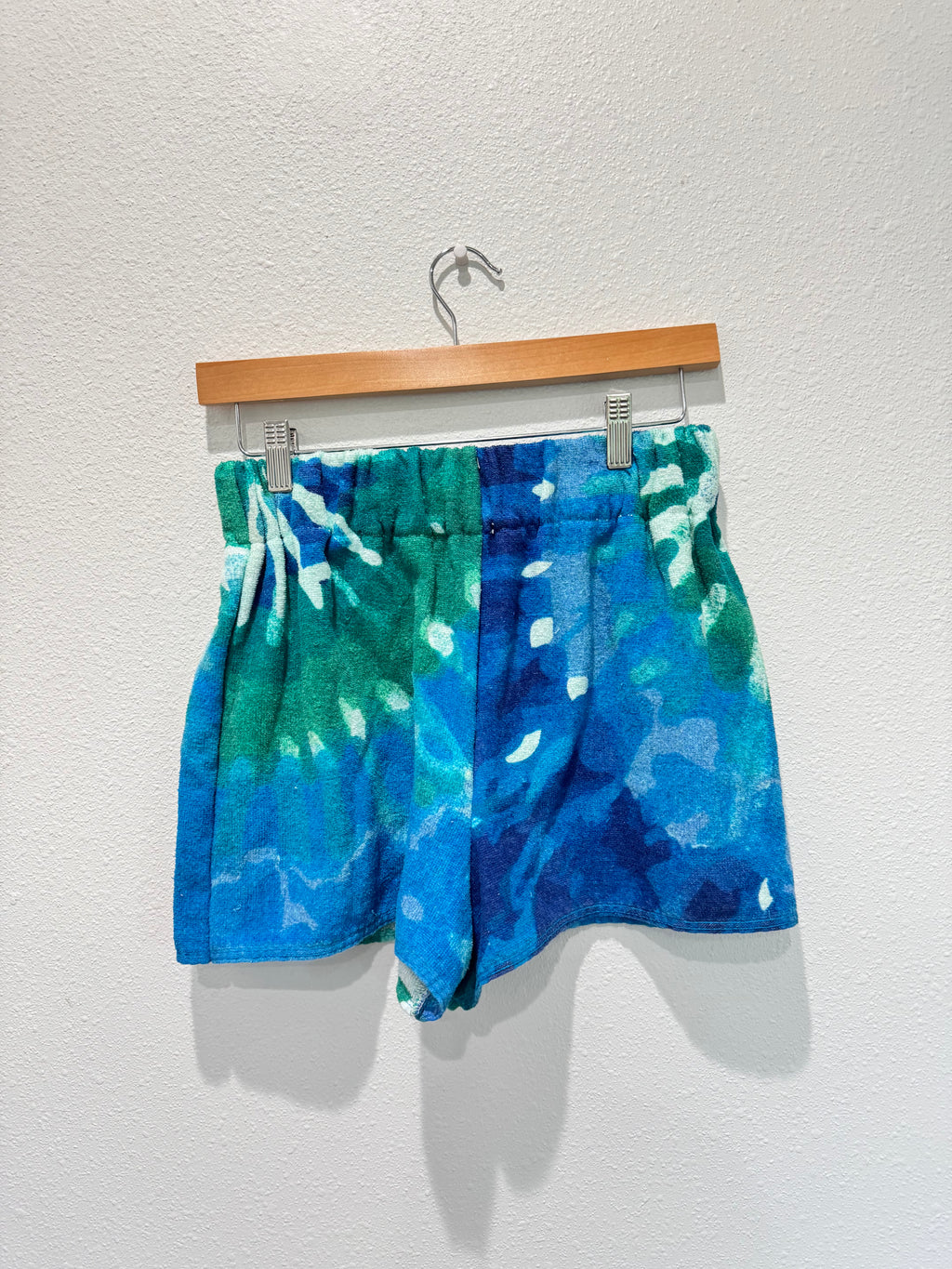Blue and Green Tye Dye Towel Shorts