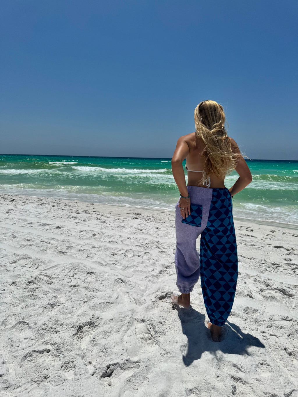 Blue and Purple Vintage Towel Pants