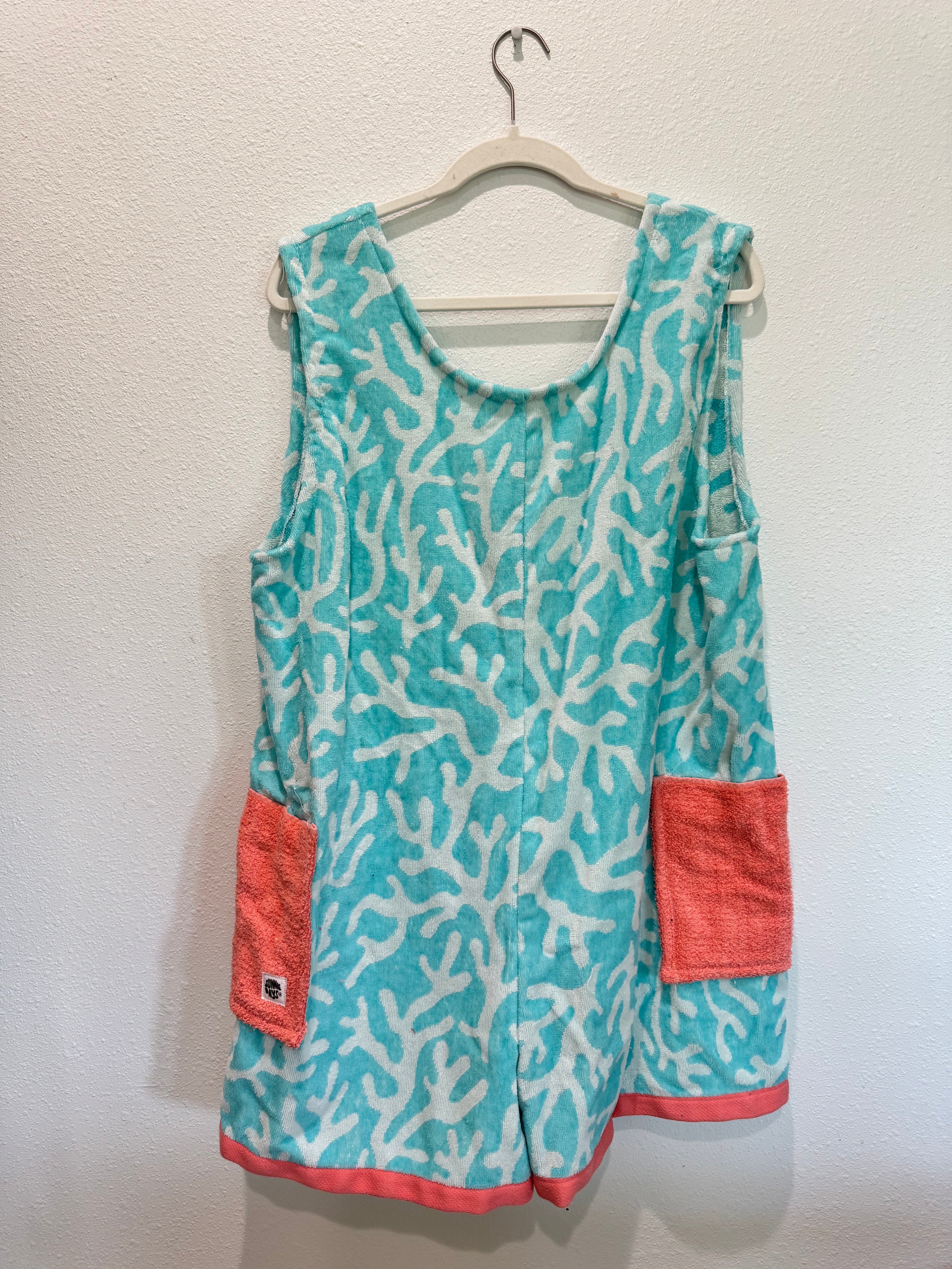 Teal Coral Towel Romper