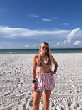 Microfiber Pink Striped Towel Shorts
