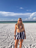 Navy and White Striped Shorts