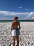 Green and White Towel Shorts