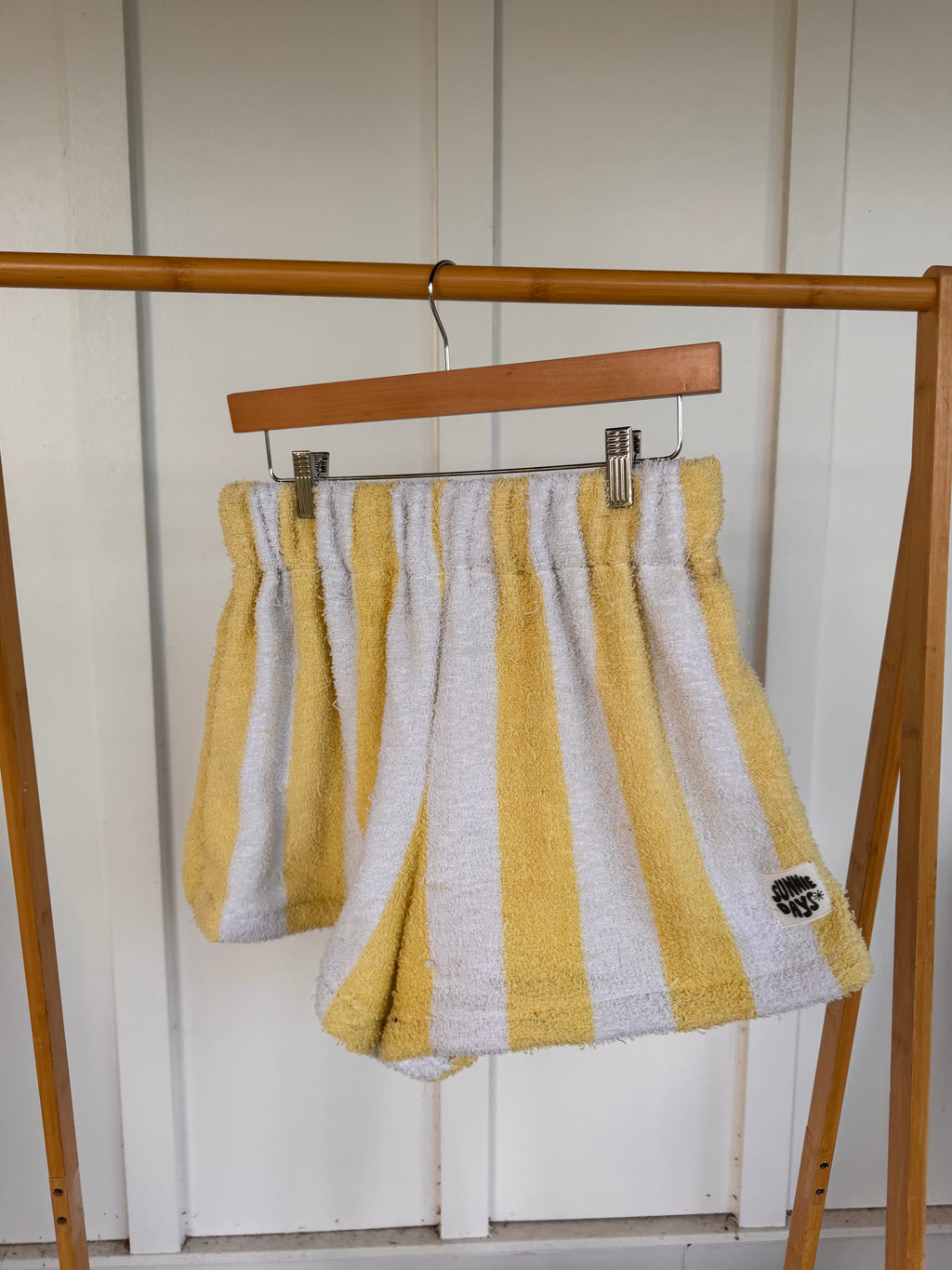 M - Cozy Yellow Striped Towel Shorts