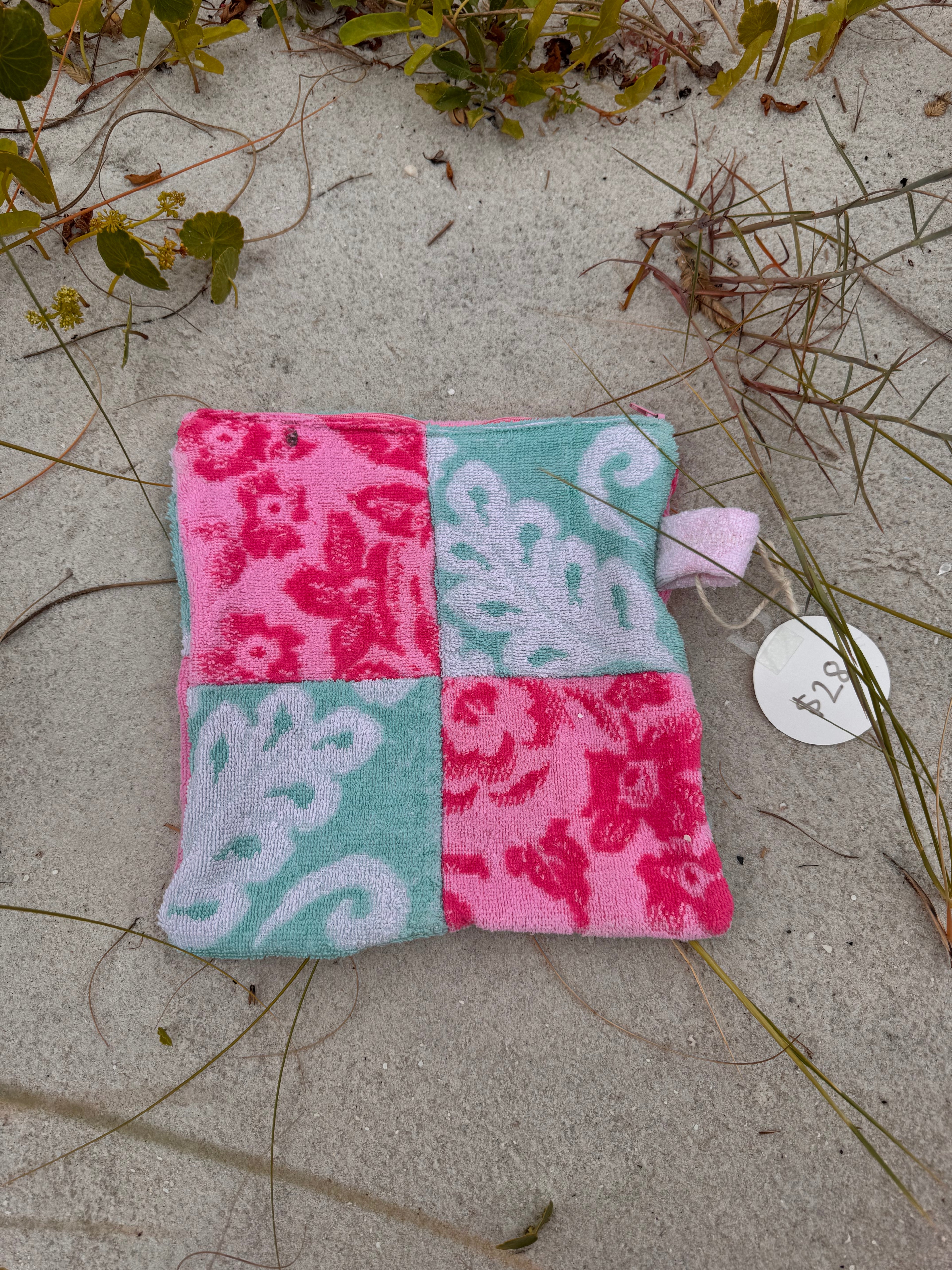 Teal and Pink Towel Pouch