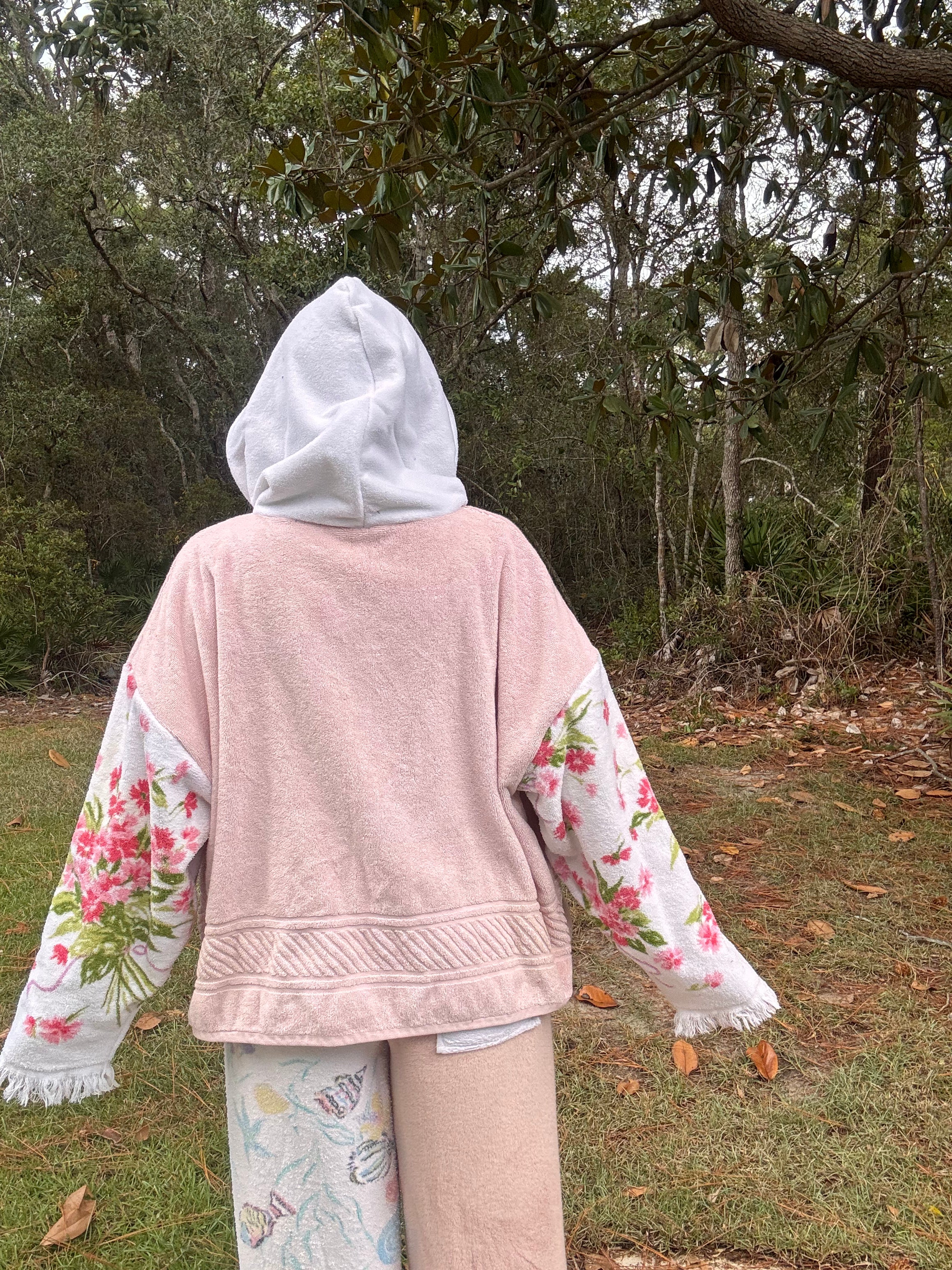Vintage Pink Floral Towel Hoodie